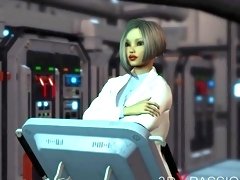 Mad lab 2075. Sex android futa fucks hard a horny woman in cuffs