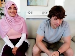 Big tits hijab friend wants to know more about porno content