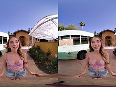 Natural teen Macy Meadows fucks in the classroom for her VR Porn subscribers
