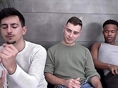 Strong group sex between four naked gay lads with big dicks