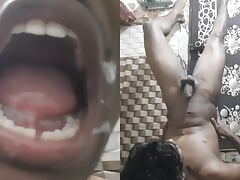Hot boy cummed his semen into his own mouth