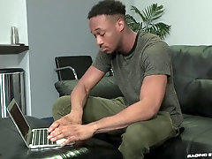 Black gay guy fucks a white dude and they both cum
