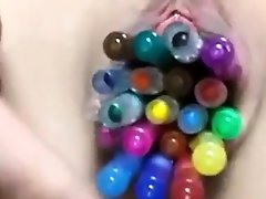 Amateur korean girl masturbation with pen