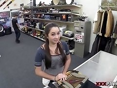 Busty amateur chick gets doggy styled in the pawnshop POV