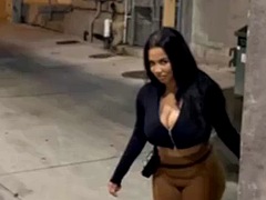 Curvy Latina gives risky blowjob in public