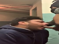 Nerdy Security guard fucks cross dressing fag in the basement on the DL - RealGayHookups.com