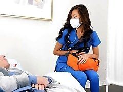 Cute Asian nurse devours man's dick in both holes after exclusive oral sex