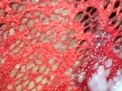 Ebony bbw red  crotchless panties  part3. Big hot creampie ASMR fingering.