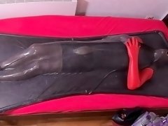 Vacbed Self Bondage Session 5 - Only one hand outside vacbed