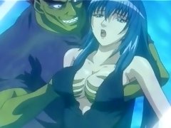 Japanese anime with a sexy blue haired babe getting fucked hard